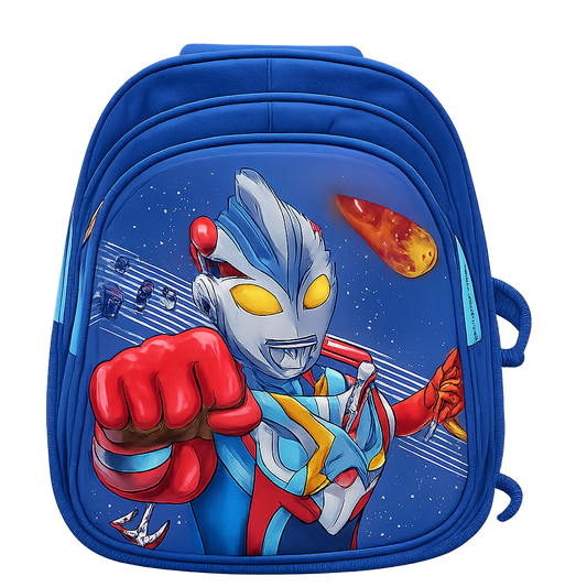Ultraman Hero Kids Backpack, Bold Blue School Bag with Superhero Print