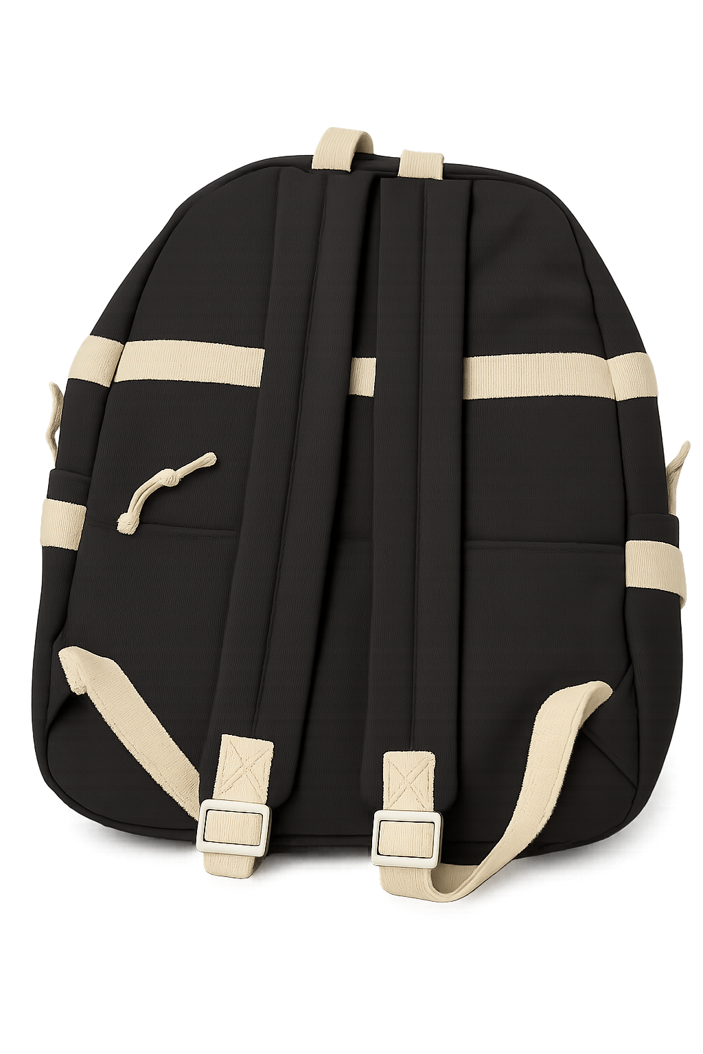 Happy Time Backpack with Plush Bear & Bunny Keychain Black & Cream